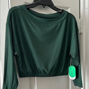 Girl’s  Forest Green Cropped Long-Sleeve Top